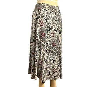 Joneswear Floral Midi Skirt Brown Cream Boho Flare Size M